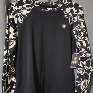 Hurley Black and White Floral Sleeve Shirt